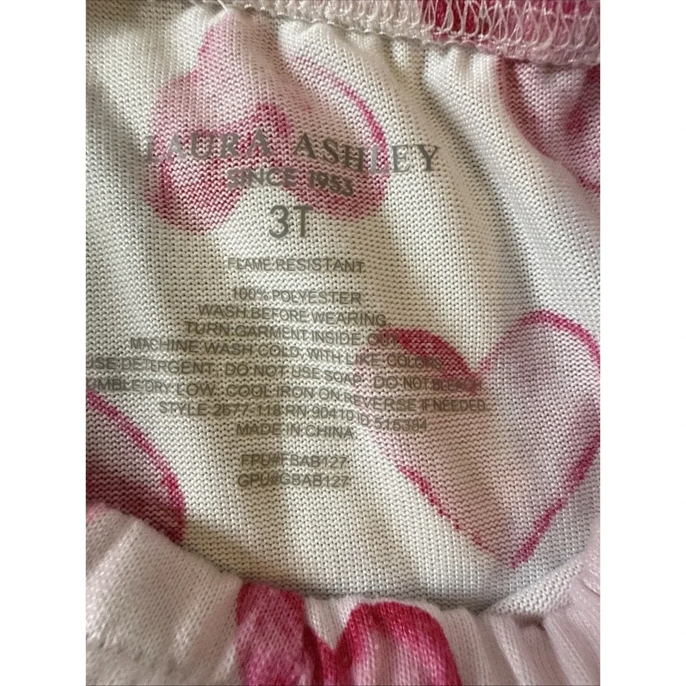 Laura Ashley Toddler Pajamas Hearts Button Short‎ Sleeve Long Pants Size 3T